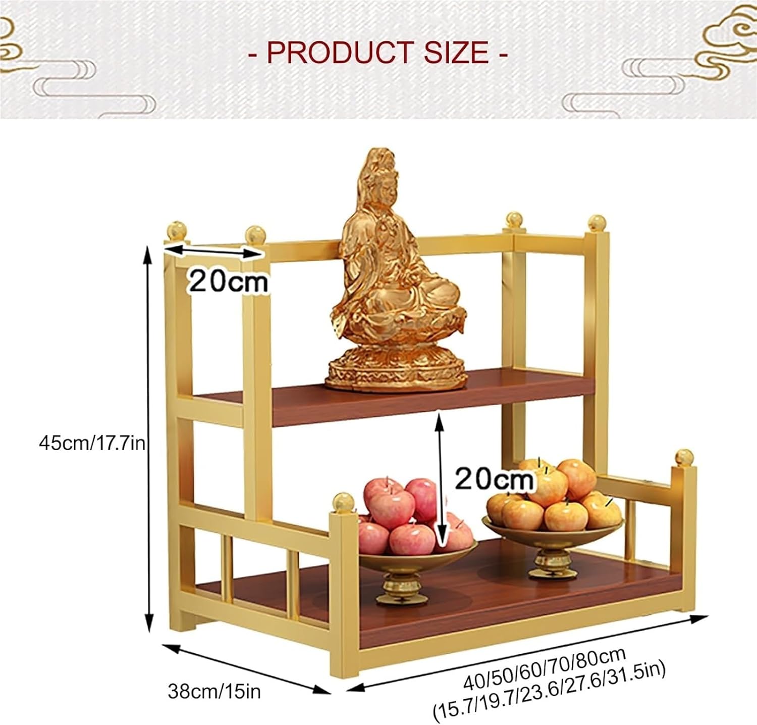 Altar Table， Multi-Tiered Buddhist Prayer Altar Cabinet for Small Spaces(White,50cm(19.7in))