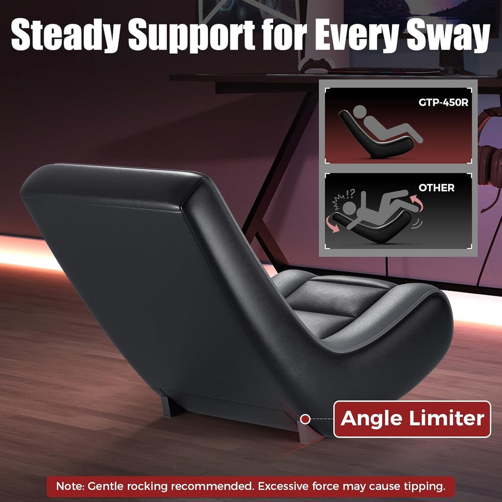 GTPLAYER Floor Rocking Gaming Chair – Floor Rolling Game Chairs with Angle Limiter, Gamer Rocker Floor Seat, Compact & Lightweight, Black & Grey