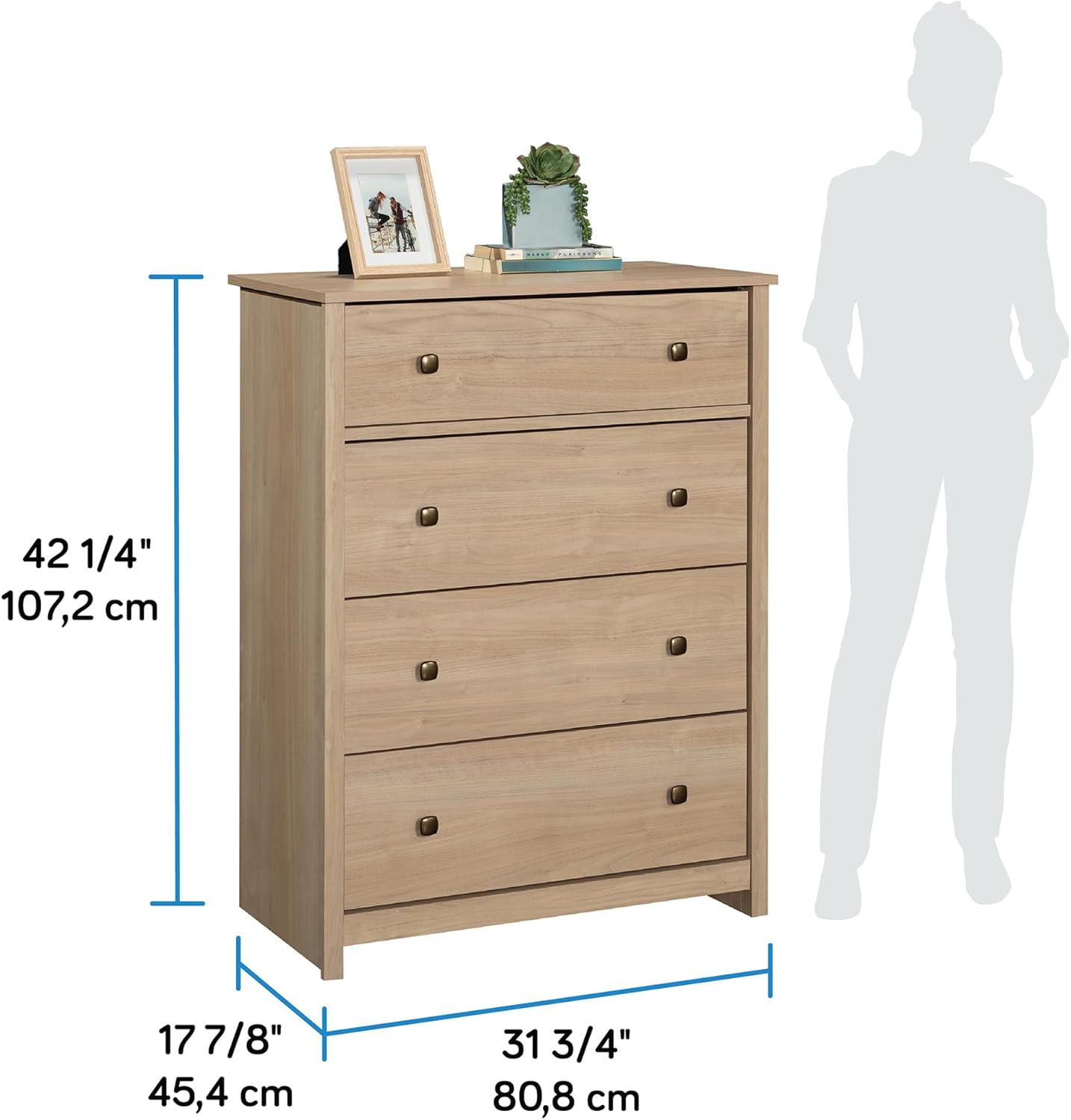 Sauder River Ranch 4-Drawer Bedroom Chest, Harvest Walnut Finish