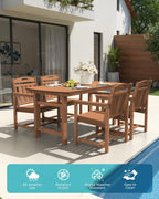 Ciokea Outdoor Patio Dining Chair Set of 2, HDPE Porch Chairs for Dining Table, All-Weather Durable Outdoor Furniture for Backyard, Poolside, Lawn & Garden, Teak