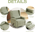 360°Swivel Rocker Recliner, Nursery Rocking Chair with Lumbar Pillow,Glider Recliner Nursery Chair for Small Spaces,Living Room & Bedroom,Chenille Green