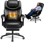 500lbs 3D Kneading Massage Office Chair with FootRest, Big and Tall Ergonomic Reclining Computer Gaming Chair, Padded Linkage Armrests, Heavy Duty Metal Base Executive Office Chair