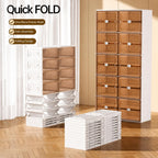 32 Pairs Shoes Storage Cabinet of 3-Step Fast Installation,Plastic Shoe Rack with Clear Magnetic Door for Display, Shoe Organizer for Sneaker, Sandals, Heels (2 Row, 8 Tier)