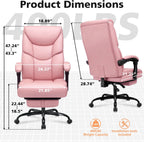 WAILOR 400lbs Office Chair with Foot Rest, Reclining Big and Tall Office Chair with Lumbar Support, High Back PU Leather Computer Chair,Comfy Desk Chair for Home Office (Pink)