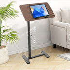 Side Table, Freestanding C Shaped End Table with Rolling Wheels, Adjustable Height Mobile Computer Laptop Table Rolling Tray Cart for Living Room & Bedroom & Office