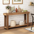 Solid Wood Console Table, 55.1" Long Farmhouse Entryway Tables Thickened Tabletop and Legs Rustic Narrow Behind Couch Skinny Sofa Table for Living Room, Hallway, Entry