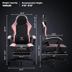 PUKAMI Gaming Chair with Footrest,Ergonomic Gamer Chair for Adults, Racing Style Reclining Computer Game Chair with Headrest and Lumbar Support (Pink)