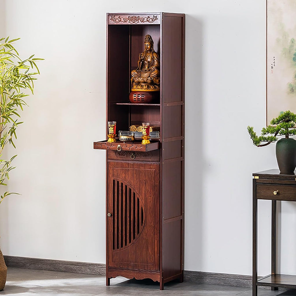 Buddhist Altar Decor Standing Cabinet, Home Meditation Shrine with Cabinet, Churches Altar Table with Drawers, for Living Room Bedroom Office(39 * 33 * 170cm/15.4 * 13 * 67in)