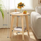 End Table Small Round Side Table with 2 Storage Shelves Walnut End Tables Accent Sofa Bedside Table Modern Night Stand for Living Room Bedroom Small Spaces