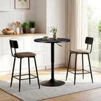 Furniliving Adjustable Height Pub Table 27''-36'', Round Cocktail Tables for Parties, High Top Table for Bistro, Dining Room, Restaurant, Cafe, Events, Set of 2, Black