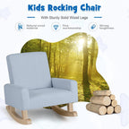 Costzon Kids Sofa, Toddler Rocking Chair with Solid Wood Frame, Linen Fabric, Anti-Tipping Design, Children Furniture Armchair for Kids Room, Nursery, Playroom, Preschool, Gift for Boys Girls (Blue)