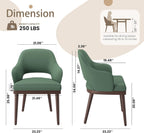 MALOL Wooden Dining Chairs Set of 2, Modern Fabric Upholstered Dining Room Chair, Kitchen Side Chairs, Farmhouse Dinner Chair with Open Back for Kitchen, Green