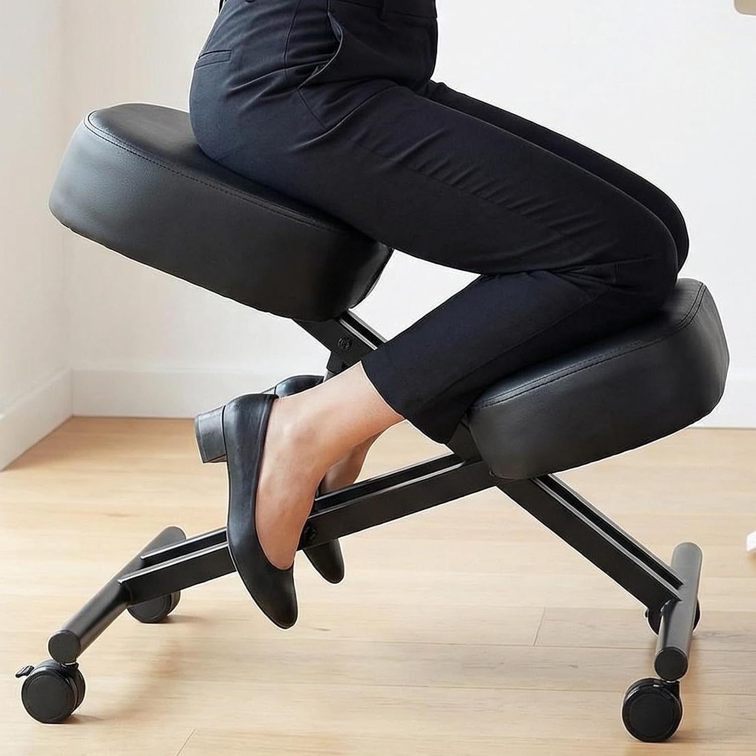Ergonomic Office Kneeling Chair, Height Adjustable Stool with Thick Foam Cushions and Smooth Gliding Casters to Improve Posture and Relieve Pain, Multifunctional Design for Home and Office