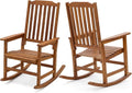 Devoko Outdoor Rocking Chair Acacia Wood Porch Rocking Chairs, Outdoor Chairs with Widened Armrest for Porch, Poolside, Balcony and Yard, Natural (2-Piece Chairs Set)