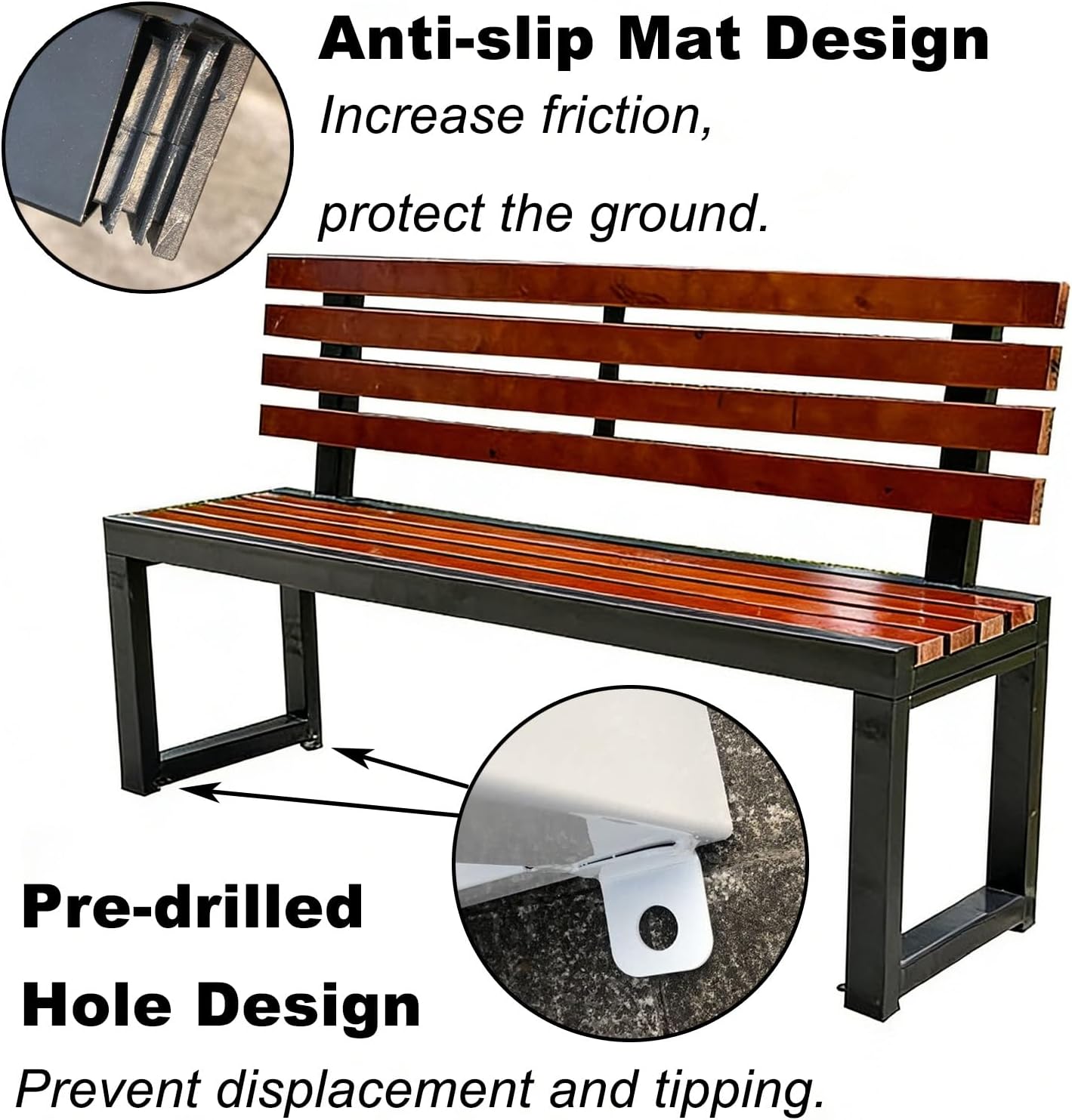 Park Bench Outdoor, Galvanized Steel Outdoor Bench, Windproof and Rainproof, Suitable for Gardens, Courtyards, Residential Areas, and Lawns(180x40x85cm/71x16x33in)