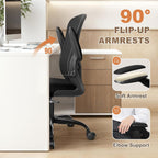 FelixKing Office Chair, Ergonomic Desk Chair with Wheels, Adjustable Lumbar Support & Height, 360° Swivel Mesh Computer Chair with Flip-up Arms (Black)