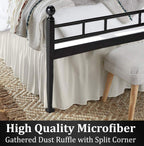 Ruffled Bed Skirt with Split Corners, Ivory, Queen 16 Inch Drop Bedskirt, Hotel Quality Brushed Microfiber Wrinkle Free Dust Ruffle Bed Skirt Queen Size