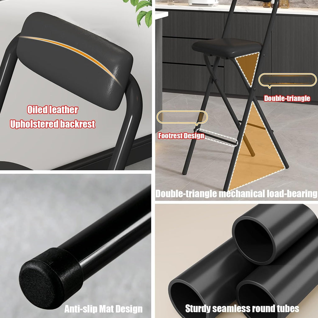 Mid-Century Modern Counter Stools, Counter Stool, Light Weight Folding Chair, for Wedding, Banquets, Celebrations, Dinning, Office Kitchen Patio and Garden(Black,50cm)