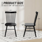 AreShark Windsor Dining Chairs Set of 4, Farmhouse Wooden Dining Room Chairs, Solid Wood Kitchen Chairs with Spindle Back, Black
