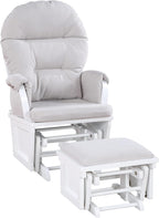 Glider Ottoman White,Woven Gray