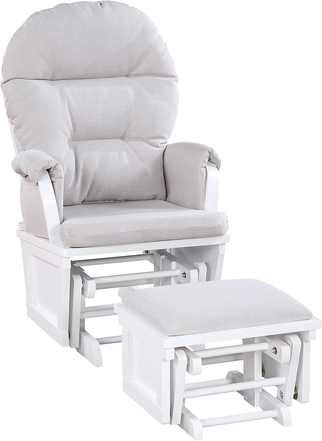 Glider Ottoman White,Woven Gray