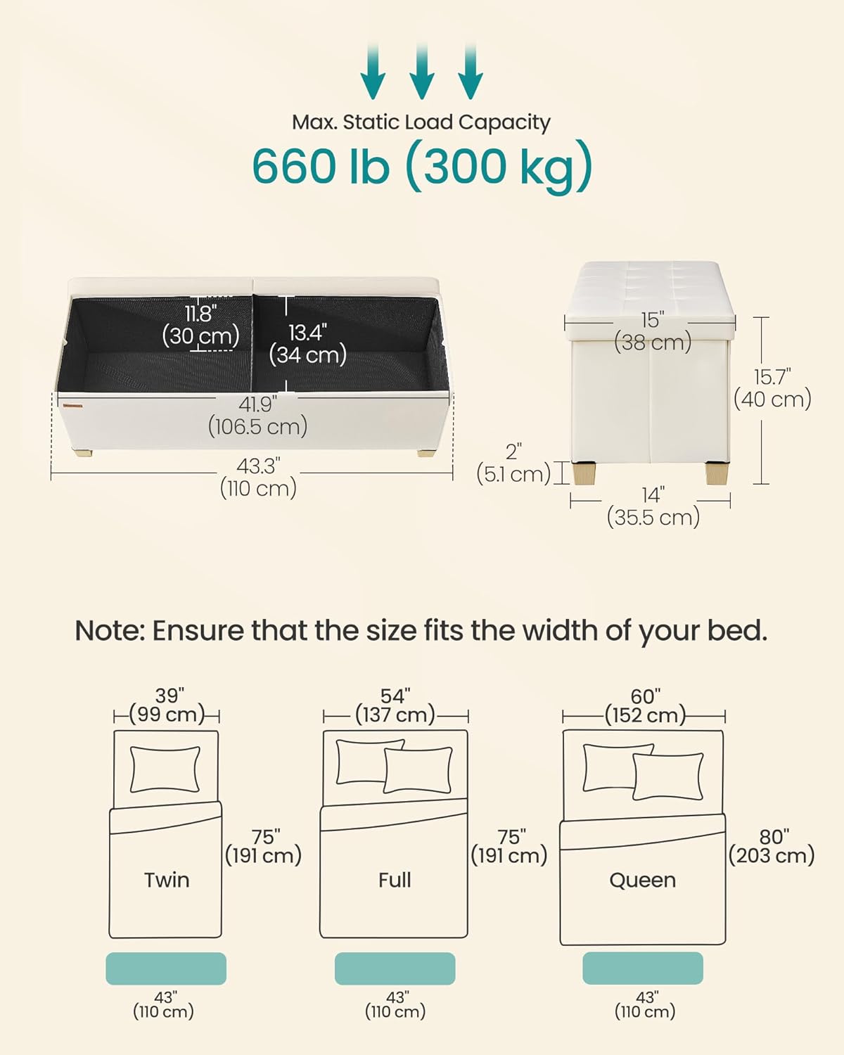 SONGMICS Storage Ottoman Bench with Legs, Folding Ottoman Foot Rest with Flipping Lid, Bench with Storage, for Living Room, Bedroom, Entryway, Velvet, 43.3 Inches, Cappuccino Beige ULSF083LH01