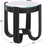 SAFAVIEH Home Collection – Bilian Round Accent Table, Black Rattan Base with Tempered Glass Top, Fully Assembled Accent Table for Living Room or Bedroom (ACC9900C)