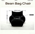 FanYi Bean Bag Chair for Adults with Armrests and Ottoman Comfy Beanbag Lounge Lazy Floor Sofa Accent Chair for Living Room, Bedroom & Dorm, Cozy Fluffy Single Cloud Mini Couch, Black