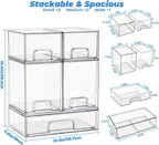 Baby Bottle Organizer, 5 Pack Stackable Storage Dust-proof Drawers, Clear Plastic Bottle Station Organizer for Countertop & Cabinet, Pacifier and Medicine Container for Nursery