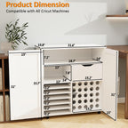 Craft Cart Cabinet Compatible with Cricut for Storage Organization, Rolling Craft Cabinet Table Stand Workstation with Vinyl Roll Holder with Wheels for Craft Room Organizer 31.6"W x 15.8"D x 33.7"H