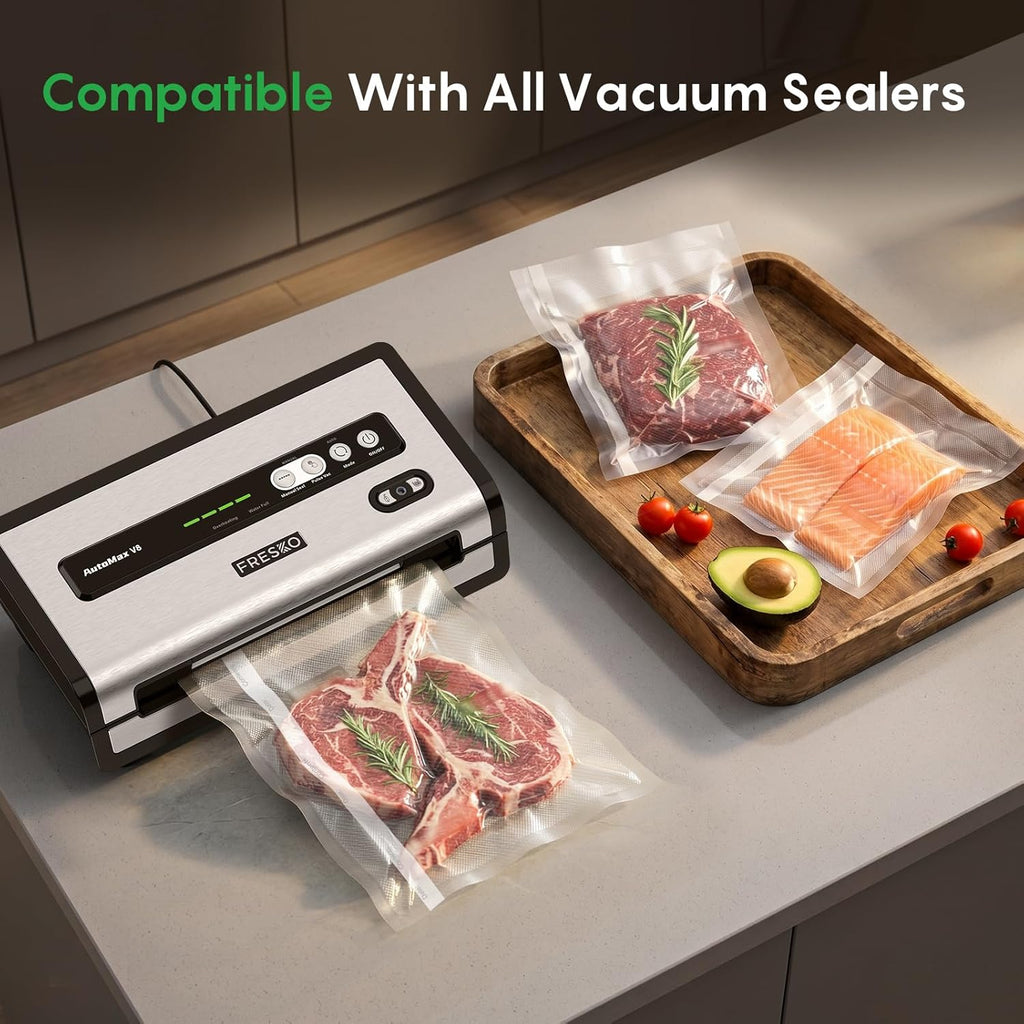 FRESKO Vacuum Sealer Bags Rolls with Write-On Labels, 11" x 20' 2 Pack Bags, BPA Free, Heavy Duty, Customized Size for Food Storage and Sous Vide