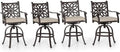 PHI VILLA Outdoor Swivel Bar Stools Set of 4, Cast Aluminum Patio Bar Height Chairs with Seat Cushion, All-Weather Bar Dining Chairs Metal Bistro Chairs