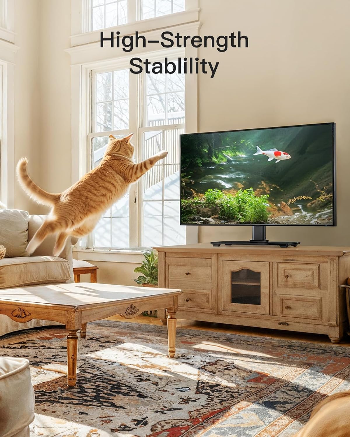 PERLESMITH Universal TV Stand Legs for 32-70 inch TVs, Table Top TV Stand up to 99 lbs, Height Adjustable Television TV Mount, Universal TV Base for Livingroom & Bedroom, VESA 400x400mm PSTVS04-N2