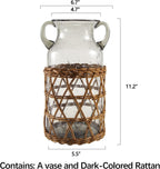 KIANG Vase - Perfect Home Decor and Thoughtful Gift for Grandparents（Dark Forest Rattan Series-Large Gray Vase