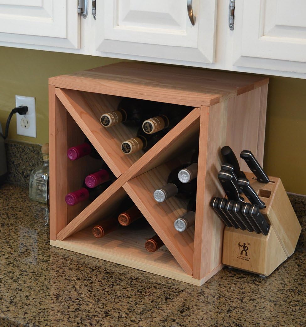 Creekside 12 Bottle Wine Cube, 12" Deep, Redwood
