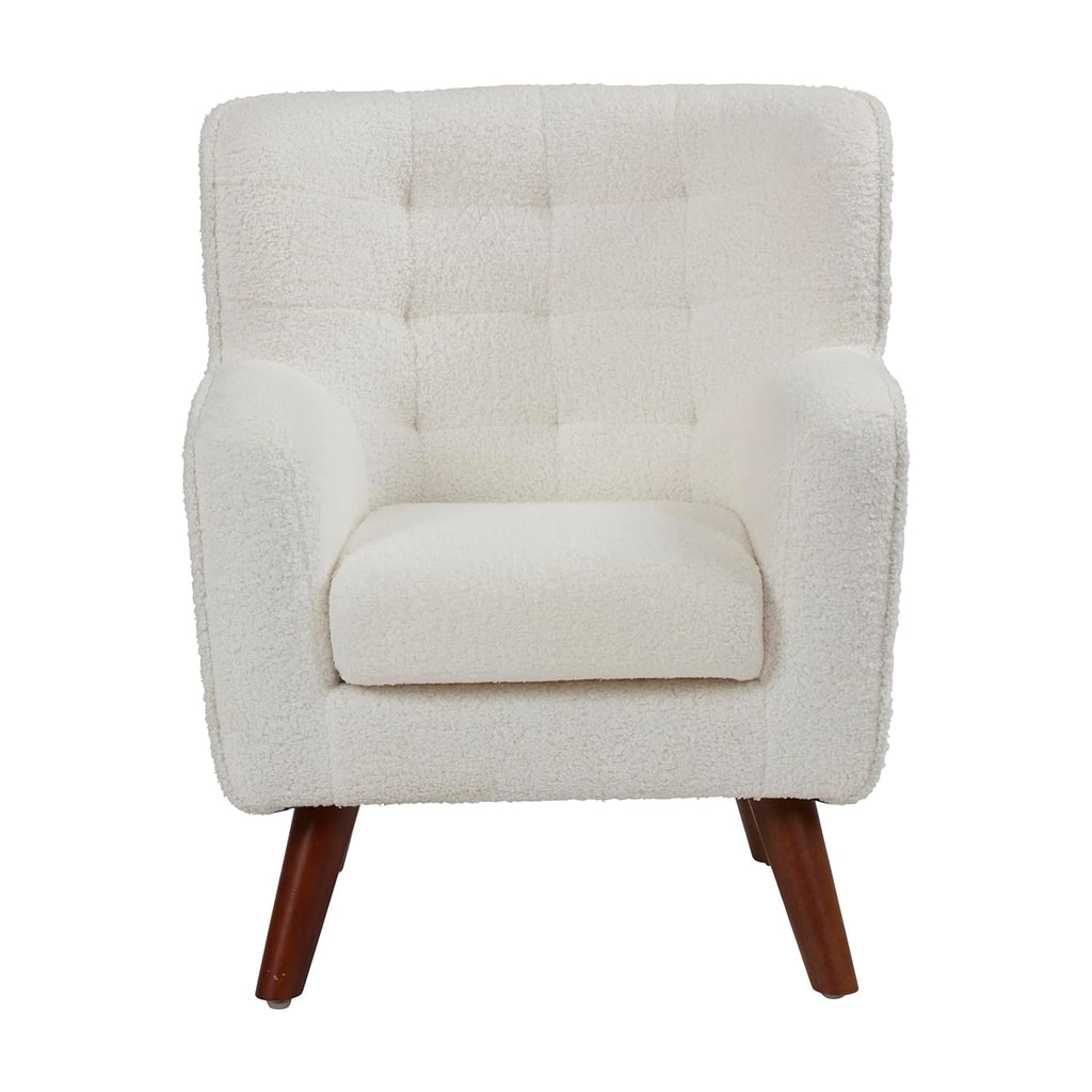 ECR4Kids Mila Sherpa Toddler Arm Chair with Removable Wooden Legs, Kids Furniture, White