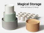 Hard Shell China Storage Containers – 5 Piece Set for Storing Dinner Plates, Salad Plates, Mugs, Quilted Dividers for Safe Moving and Seasonal Storage, Beige