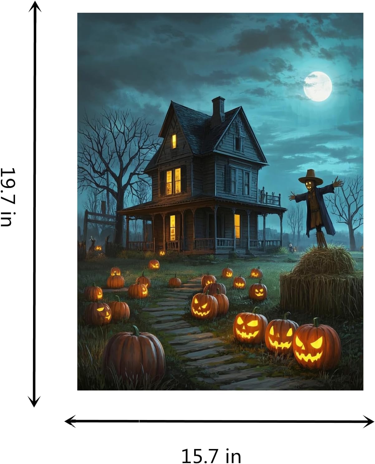 TINDAY Paint by Numbers Kit for Adults Paint by Number for Aults Beginner Pumpkin DIY Canvas Painting by Numbers Haunted House Acrylic Painting Arts Craft for Home Deco 16x20 Inch