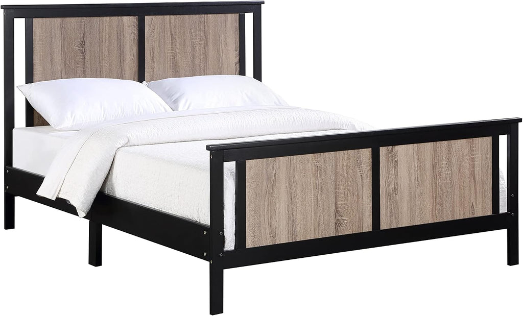 Reversible Panel Full Bed Black,Vintage Walnut
