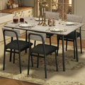 Garvee Dining Table Set for 4 with 4 Upholstered Chairs, Dining Room Table Set for 4 w/Beveled Edge Design, Wood Kitchen Table Chairs Set of 4 for Dining, Kitchen Room, Apartmen,Rustic Gray