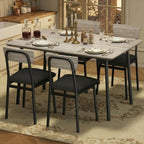 Garvee Dining Table Set for 4 with 4 Upholstered Chairs, Dining Room Table Set for 4 w/Beveled Edge Design, Wood Kitchen Table Chairs Set of 4 for Dining, Kitchen Room, Apartmen,Rustic Gray