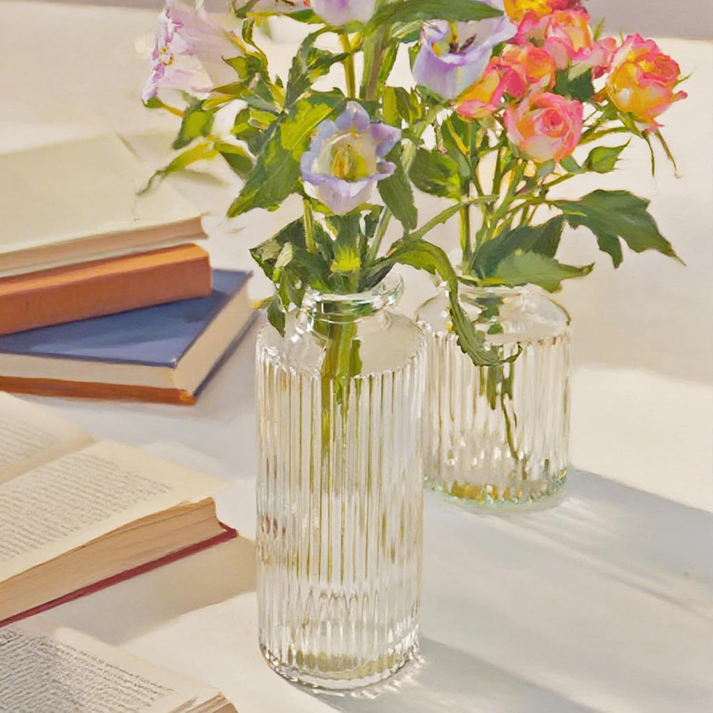 Cieex 16pcs Glass Bud Vase, Small Vase for Flower, Clear Flower Vases for Centerpieces, Mini Vintage Vase in Bulk for Wedding Table Home Decoration
