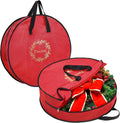 BALEINE 2 Pack Wreath Storage Container, Christmas Wreath Storage Bag with Reinforced Handle for Holiday Xmas (Red, 30"X8")