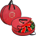 BALEINE 2 Pack Wreath Storage Container, Christmas Wreath Storage Bag with Reinforced Handle for Holiday Xmas (Red, 30"X8")
