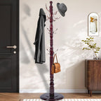 73'' Vintage Coat Racks Freestanding with 20 Metal Hooks, Solid Wood Coat Rack Hanger Stand with 3 Adjustable Size, Heavy Duty Coat Rack Tree for Entryway, Bedroom, Hallway, Office, Apartment