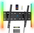 PERLESMITH Tilt TV Wall Mount with LED Light, TV Mount for 26–60 Inch TVs up to 115 lbs, Low Profile Backlit TV Bracket with Music Sync, Fits 8″/16″ Wood Studs, Max VESA 400x400mm, PSTVM74B