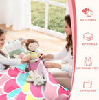 Stuffed Animal Storage Bean Bag Chair Cover for Kids Teens (No Filler) 250L Washable Large Beanbag Cover for Kids' Room Organizing Plush Toys or Home Living Room Textile,Mermaid