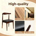 Solid Wood Dining Chairs - Mid Century Modern Wishbone Design with Elegant Leather Upholstery, Walnut-Colored sillas de comedor for Homes, Kitchens, Meeting Rooms, Restaurants, cafes Studies