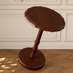 100% Solid Wood Round Pedestal Side Table, Vintage End Table for Living Room Bedroom, Heavy-Duty Antique Accent Table for Corner Spaces, Small Bedside Nightstand, 5-Min Assembly, Walnut