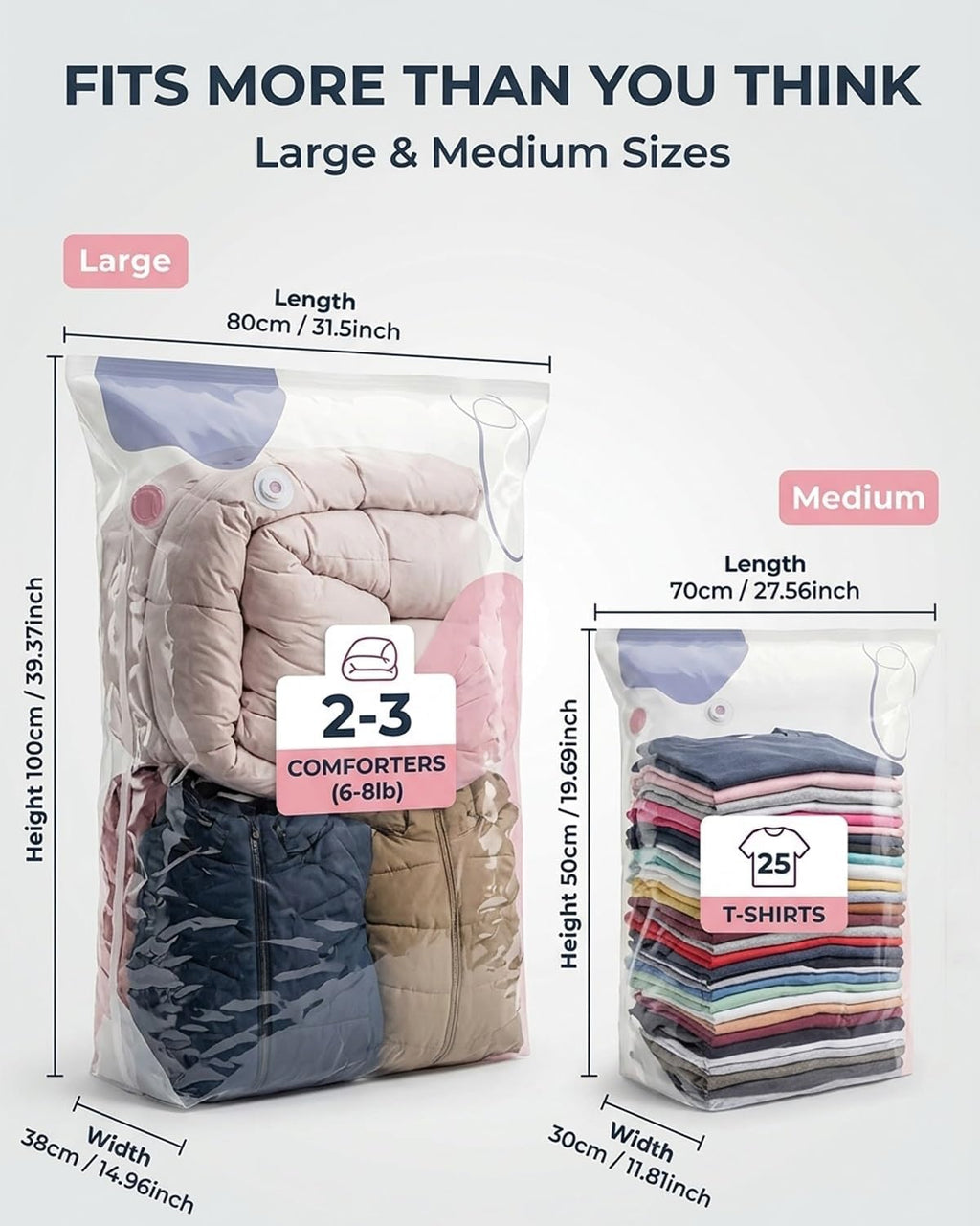 No‑pump Vacuum Storage Bags Aneed Family, Press & Seal, No Pump Needed, Saves Space, Reusable, 3D Compression Organization, Keeps Clothes Dry & Dust‑free for Bedding, Off‑season Gear